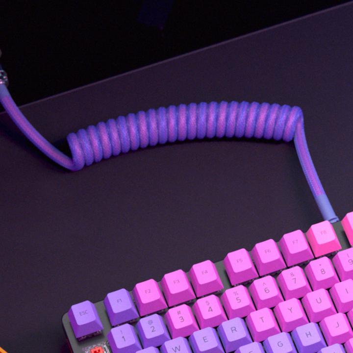 Image du produit Glorious GMMK Coiled Cable Nebula, Câble spiralé, USB-C/USB-A - violet/argenté