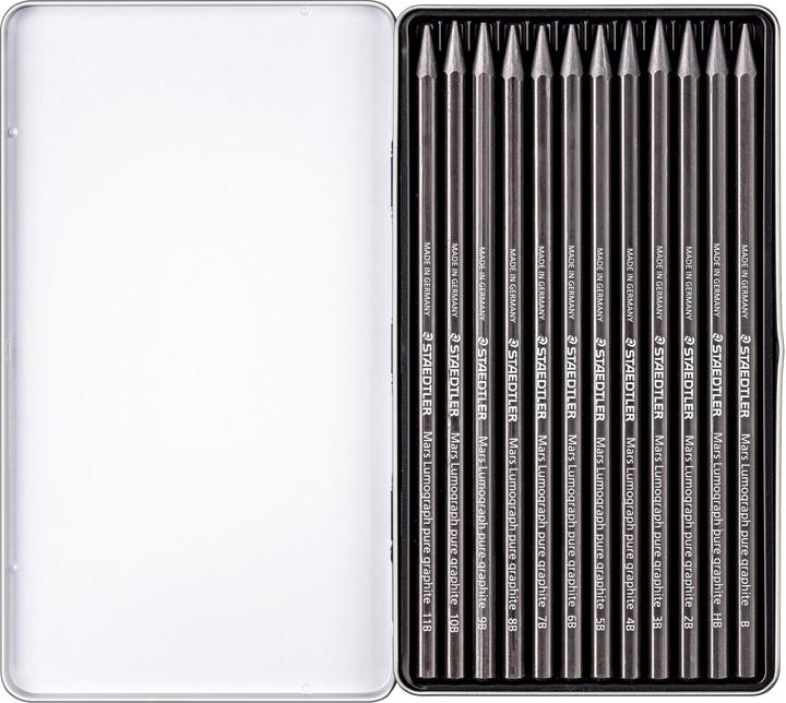 Immagine prodotto Staedtler Matite di grafite solida 100G Mars Lumograph in grafite pura (2 mm, 2B, 3B, 4B, 5B, 6B, 7B, 8B, 12 x)