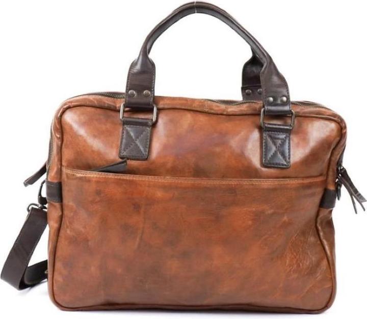 Bear Rock Design Leandro Leren Laptoptas - 15 inch - Cognac / Bruin (15")