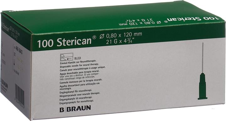 Actual product image B.Braun Needle 21G 0.80 x 120mm green Luer, 100 pieces