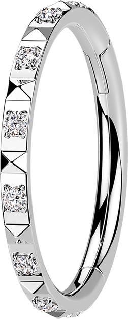 Actual product image Star Piercing Micro segment ring hinged silver side pyramids and crystals silver (without brass, Surgical steel 316L)