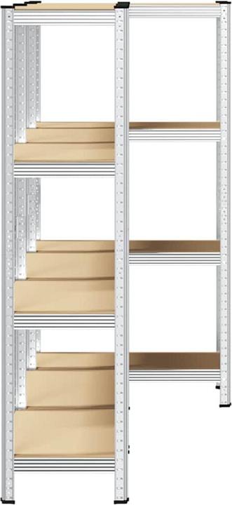 Immagine prodotto VidaXL Scaffale portaoggetti con 4 ripiani 3 pezzi in acciaio argentato e legno