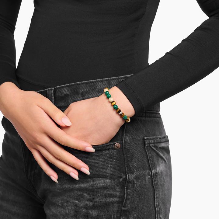 Immagine prodotto Thomas Sabo Bead Armband in Erd und Grüntönen (21 cm, Argento 925)