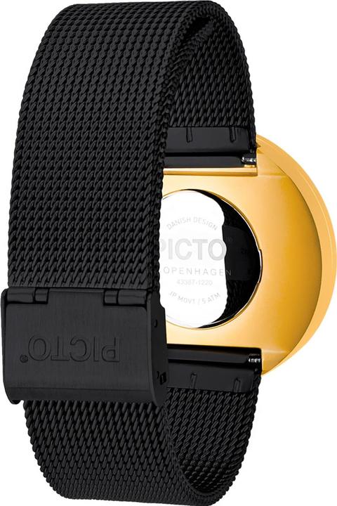 Immagine prodotto Picto 43387-1020 Orologio Unisex Nero e Oro 40mm 5ATM (Orologio da polso analogico, 40 mm)