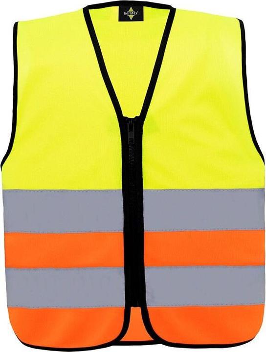 Immagine prodotto Korntex Gilet ad alta visibilità per bambini con zip "Aalborg" - giallo segnale/arancio segnale - XXS (XXS)