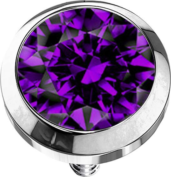 Immagine prodotto Star Piercing Ancora dermica in argento con cristallo viola (senza ottone, Acciaio chirurgico 316L)