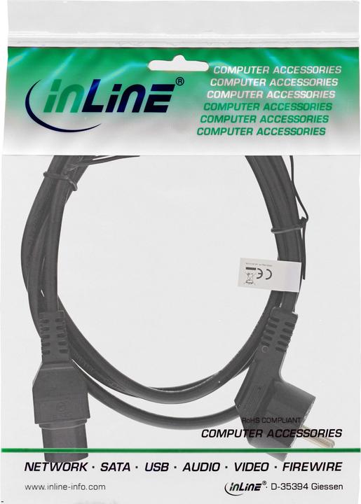 Productafbeelding InLine Netkabel Schuko stekker haaks op warme apparaatstekker C15 zwart 2m (2 m)