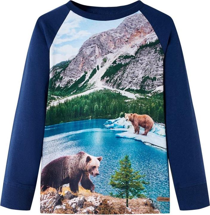 Actual product image VidaXL Children's long-sleeved shirt navy blue 128,Material: 100 (128)