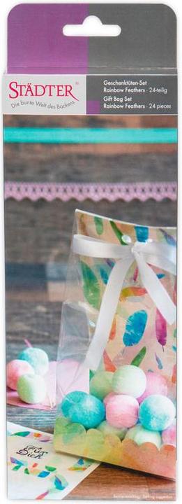 Image du produit Städter Set de pochettes cadeaux "Rainbow Feathers", 24 pièces (Pochette cadeau, 6 x)