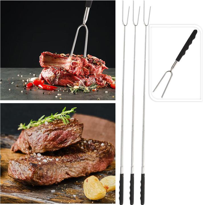Produktbild BBQ Collection Grillgabel mit Teleskopgriff, 3er Set