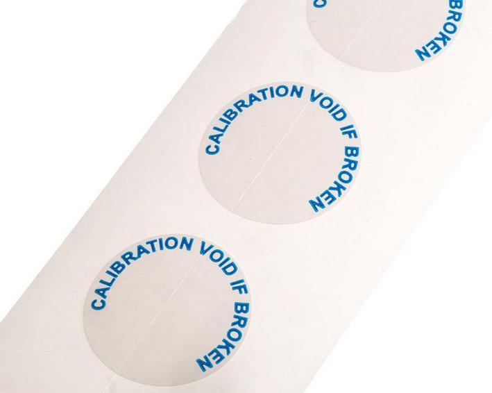 Actual product image Rs Pro SAV label 'CALIBRATION.BROKEN',19mm dia