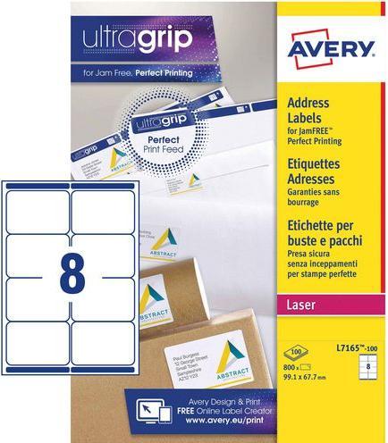 Image du produit Avery Dennison Etiquettes Zweckform ultragrip L7165, 99,1x67,7 mm, blanc, boîte de 800 pcs.