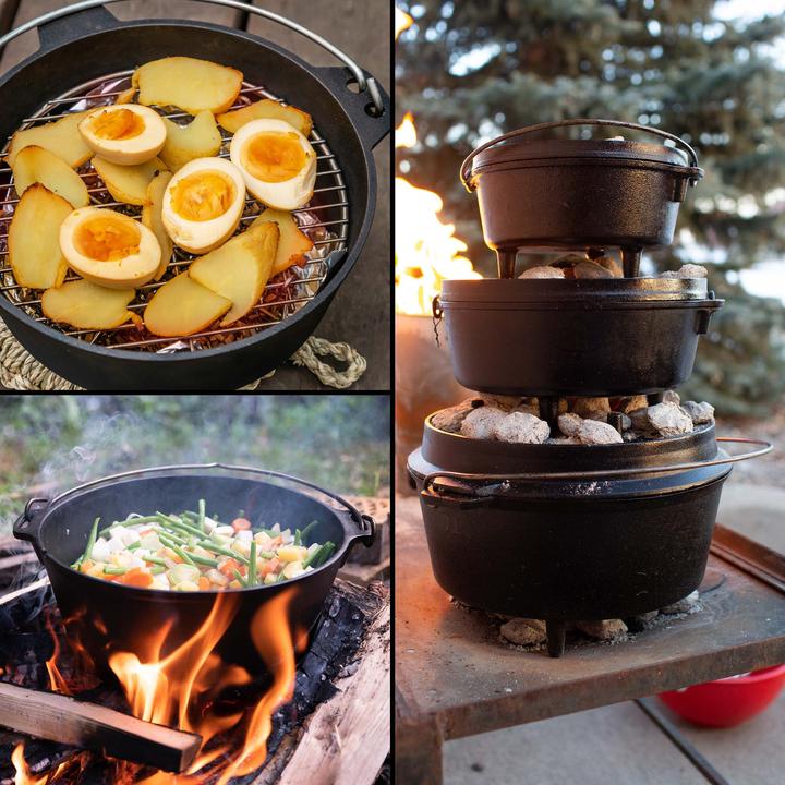Actual product image Wiltec Dutch Oven 3l with Feet and Lid Lifter, Cast Iron Pot for Campfire Bonfire Camping BBQ Cookware