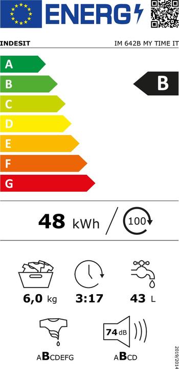 Energy Label Indesit IM 642B MY TIME IT Lavatice (6 kg, Left)