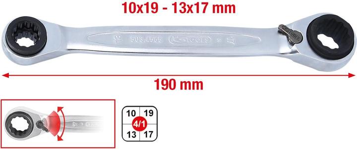 Actual product image KS Tools 4 in 1 GEARplus (19 mm, 10 mm, 17 mm, 13 mm)