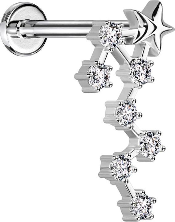Produktbild Star Piercing Micro Labret Innengewinde silber Sternzeichen Skorpion mit Kristallen (Chirurgenstahl 316L, Messing)