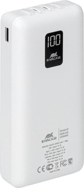 Rivacase VA2220 power bank Lithium Polymer (LiPo) White (20000 mAh, 10 W, 74 Wh)