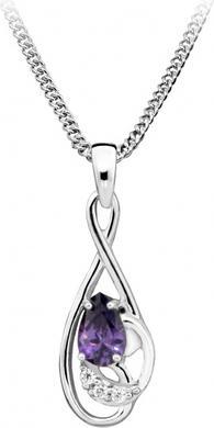 Actual product image Silver Cat Fashion necklace with amethyst zircon SC402