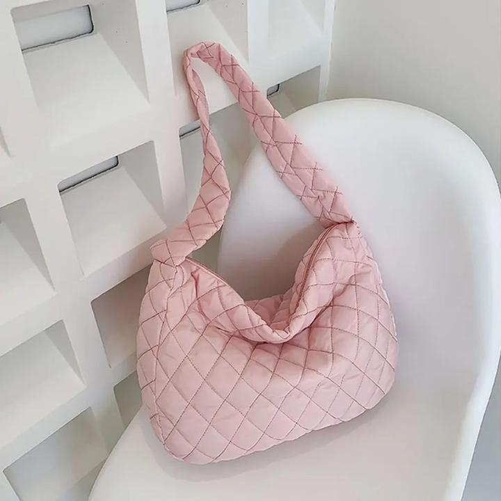 Actual product image Only-Bags.Store Large Capacity Quilted Bag Winter Warm Lightweight Down Cotton Padded Plaid