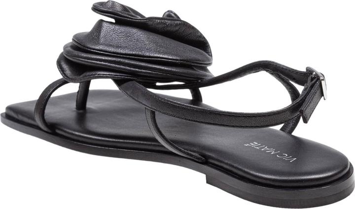 Vic Matie square open sandal in leather with applied flower color black