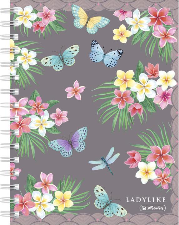 Herlitz Exercise book Ladylike Butterflies A5, 100 sheets (A5, Checked, Hardcover)