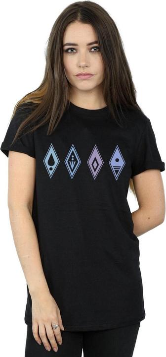 Actual product image Disney Womens/Ladies Frozen 2 Elements Symbols Cotton Boyfriend T-Shirt (S)