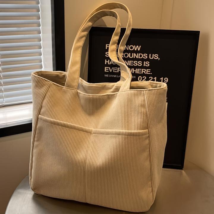 Immagine prodotto Only-Bags.Store Borsa in velluto a coste con tracolla fissa, tinta unita casual, chiusura con zip, foderata in