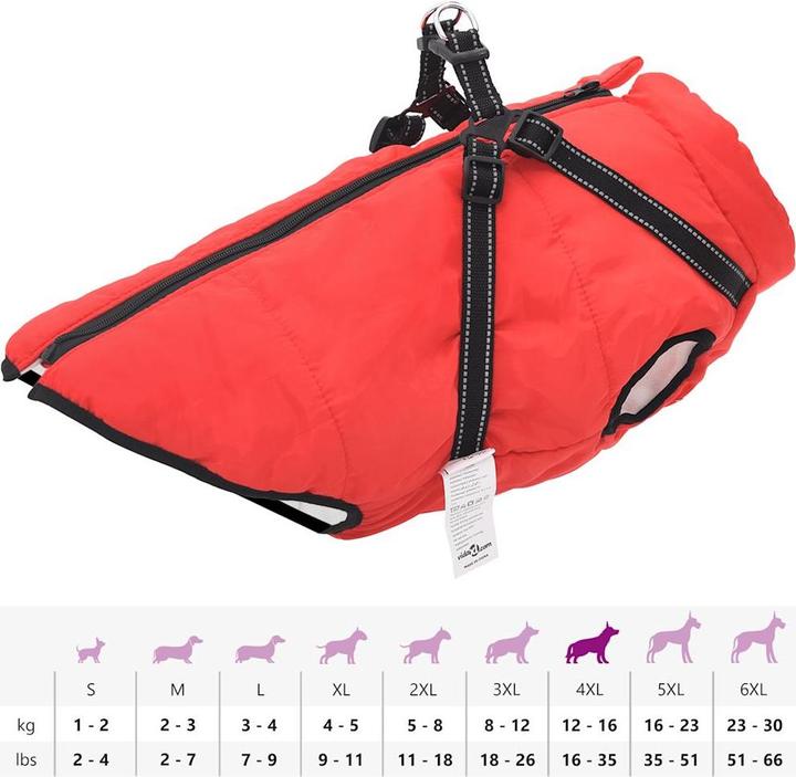 Produktbild VidaXL Hundemantel mit Geschirr Wasserdicht Reflektierend (48, Hundemantel)
