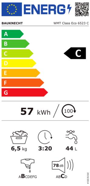 Energie-Label Bauknecht WMT Class Eco 6523 (6.50 kg, Oben)