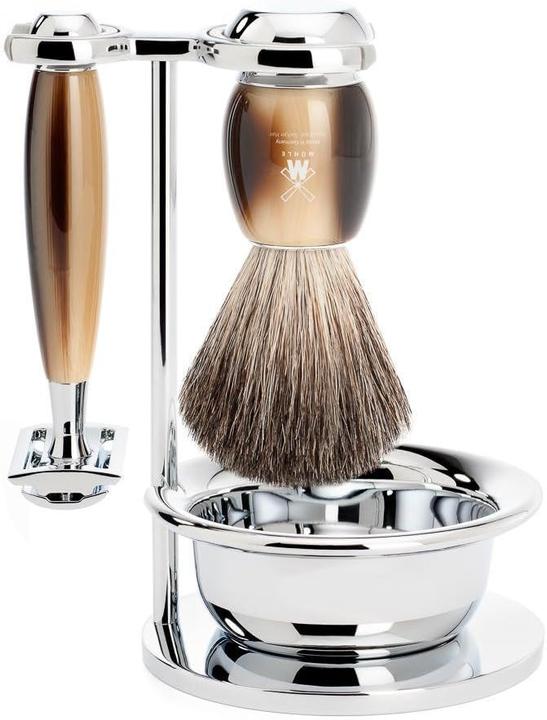Immagine prodotto Mühle Set da barba, 4 pezzi con ciotola, pennello da barba con puro pelo di tasso, rasoio di sicurezza