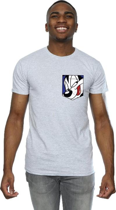 Actual product image Looney Tunes Mens Pepe Le Pew Face Faux Pocket T-Shirt (M)