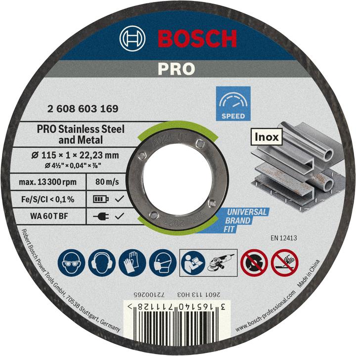 Produktbild Bosch Professional Zubehör PRO Stainless Steel and Metal Trennscheibe, 115 x 1 x 22,23 mm
