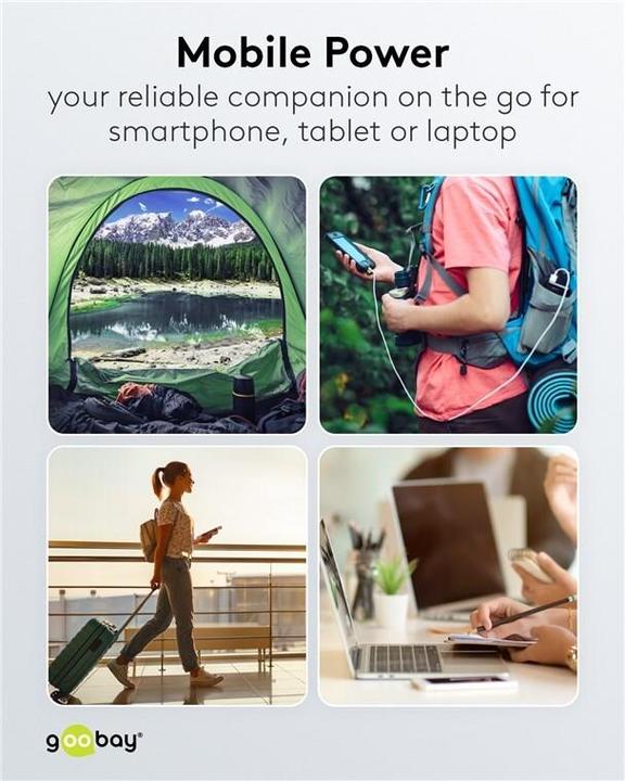 Immagine prodotto Goobay Powerbank compatto da 20.000 mAh (20 mAh, 22.50 W, 77 Wh)