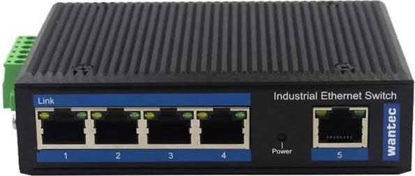 Produktbild Wantec Switch Industrial PoE Ethernet für Hutschiene 5 Port (4 Ports)