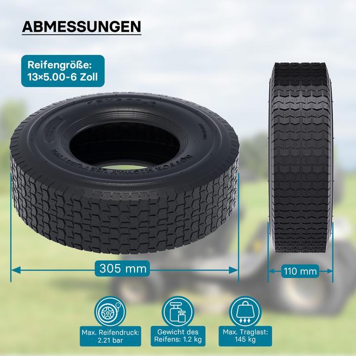 Produktbild Wiltec Mantel Rasenmäherreifen 13x5.00-6 Reifendecke Rasentraktor Aufsitzmäher Reifen (Rasentraktor)