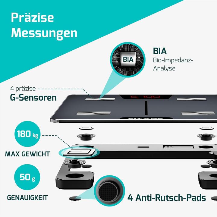 Produktbild Fitage Körperanalysewaage mit App (180 kg)