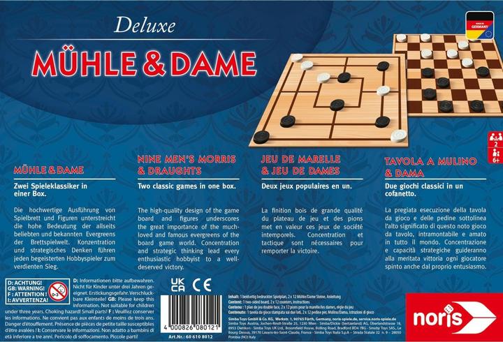 Produktbild Noris Deluxe Mühle Dame (Deutsch, Französisch, Italienisch, Englisch)