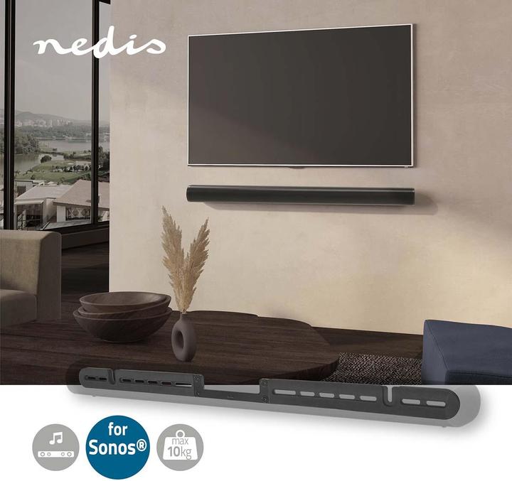 Produktbild Nedis Soundbar Halterung | Kompatibel mit: Sonos® Arc™ | Wand | 10 kg | Fest | ABS / Stahl | Schwarz (1 Stk., Wandmontage)