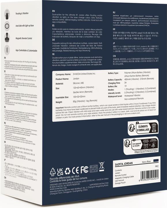 Nährwerte und Zutaten Svakom Jordan Anal Vibrator