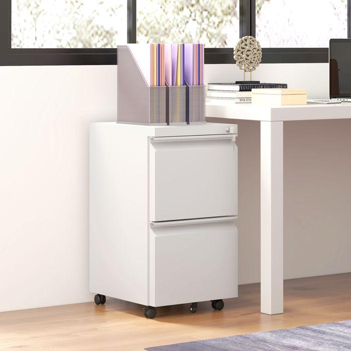 Produktbild Swisshandel24 Rollcontainer Aktenschrank Organizer, 2 Schubladen, abschliessbar, 37x43,5x67.5cm, Weiss