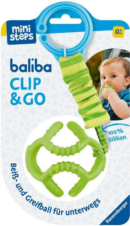 Actual product image Ravensburger 4592 baliba Clip & Go - Flexible ball with attachment for gripping and biting fun