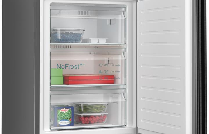 Actual product image Siemens iQ300, Freestanding fridge-freezer with bottom freezer compartment, 203 x 60 cm, BlackSteel, MK69 (363 l)