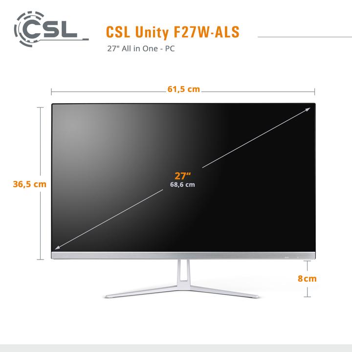Immagine prodotto CSL PC All-in-One Unity F27W-ALS 512 GB 8 GB di RAM Win 11 Pro (Intel N200, 8 GB, 512 GB, Grafica Intel UHD)
