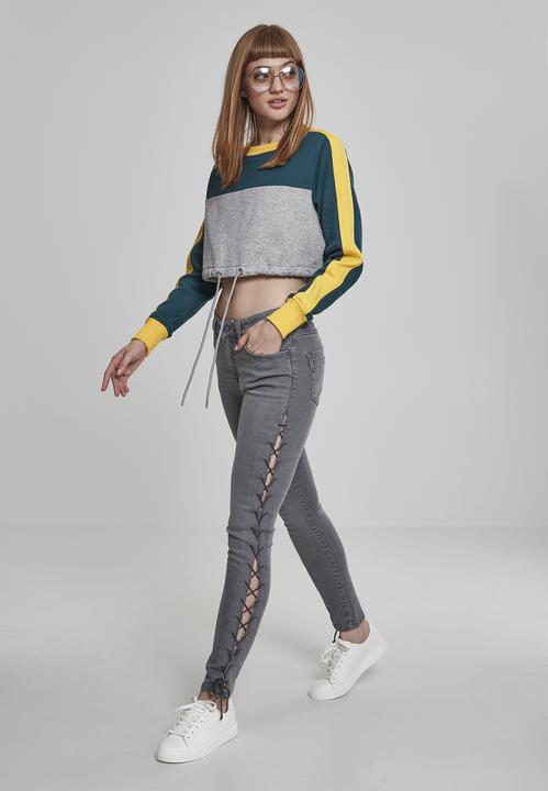 Produktbild Urban Classics Ladies Cropped 3-Tone Stripe Crew (XS)