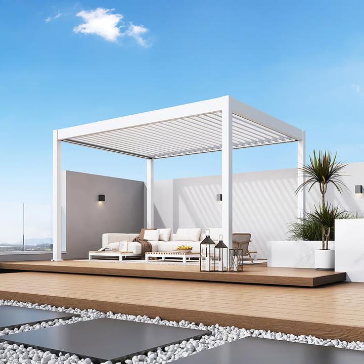 Produktbild Weide elektrische Pergola 3x4m Weiss mit LED (400 cm, 300 cm)