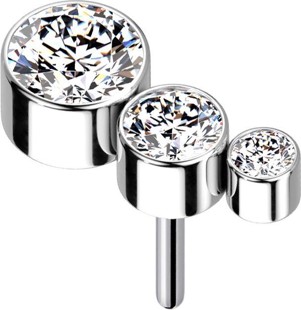 Produktbild Star Piercing Threadless silber absteigend drei Kristalle silber (ohne Messing, Titan G23)