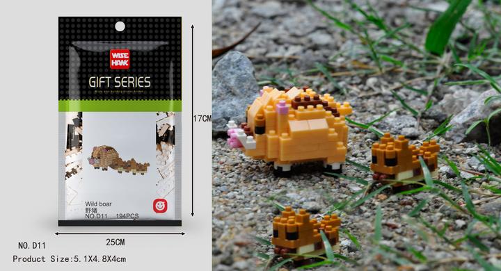 Actual product image Tinisu Wild boar figure building blocks model LNO Micro-Bricks