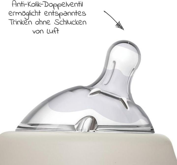 Produktbild Chicco Babyfläschchen NATURAL FEELING Glas Sauger Silikon langsamer Fluss UNI 0m+ (250 ml)