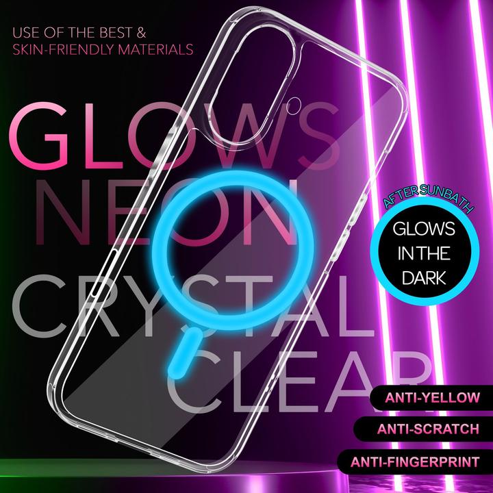 Immagine prodotto Nalia Custodia rigida trasparente, l'anello MagSafe si illumina al buio (Apple iPhone 16)