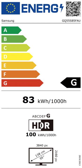 Energie-Label Samsung 55" OLED S85F 4K Vision AI Smart TV (2025) (55", OLED)